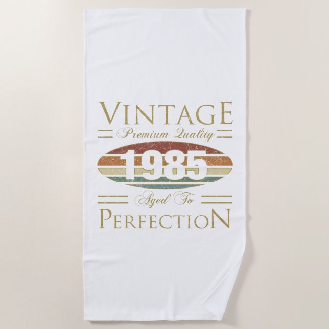 Vintage 1985 40th Birthday Beach Towel (Front)
