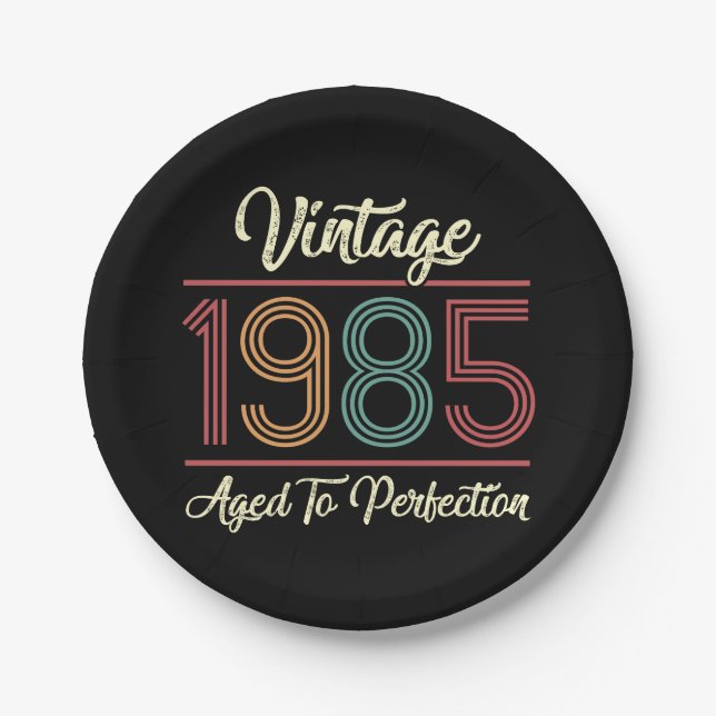 Vintage 1985 40th Birthday Paper Plate (Front)