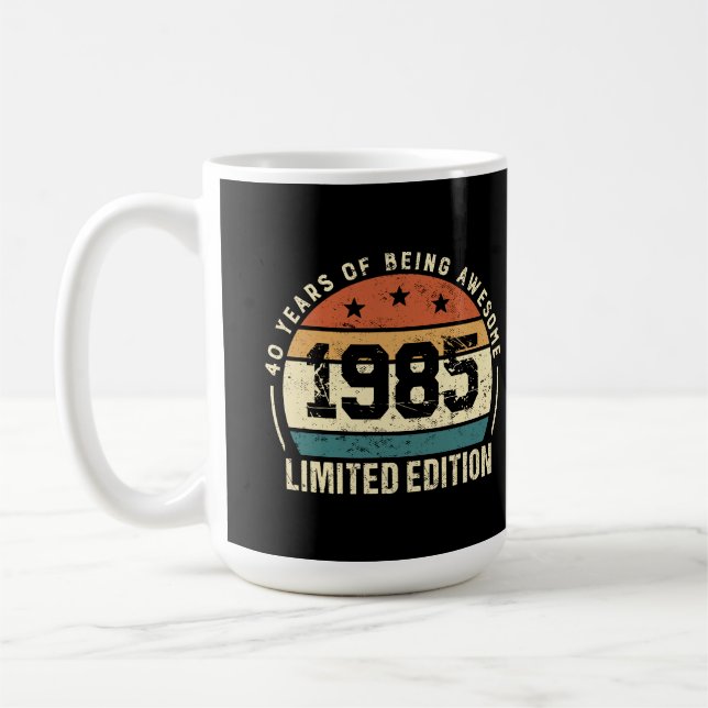 Vintage 1985 Retro 40th Birthday Anniversary  Coffee Mug (Left)