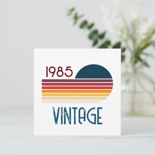 Vintage 1985 Retro Stripe Sun Invitation (Standing Front)