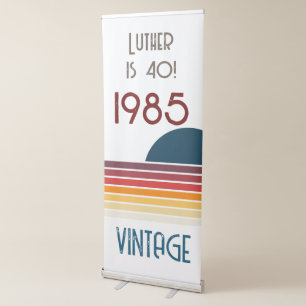 Vintage 1985 Retro Stripe Sun Retractable Banner