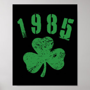 Vintage 1985 Shamrock Irish 40th Birthday St. Patr Poster