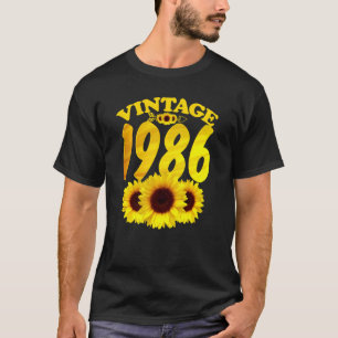 Vintage 1986 35th Birthday Sunflower 35 Year Old B T-Shirt