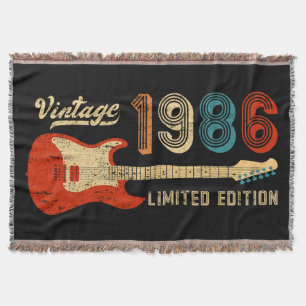 Vintage 1986 40th Birthday Electric Guitar Bassist Throw Blanket