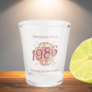 Vintage 1986 40th birthday retro purple shot glass