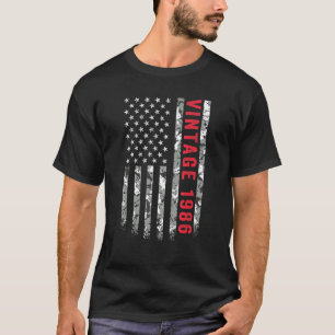 Vintage 1986 American Flag Camo 36 Years Old 36th T-Shirt