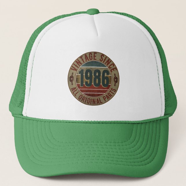 VINTAGE 1986 BIRTHDAY GIFT TRUCKER HAT (Front)