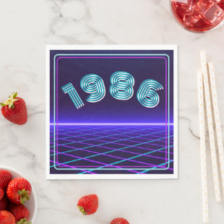 Vintage 1986 Retro & Lasers 40th Birthday Paper Napkin
