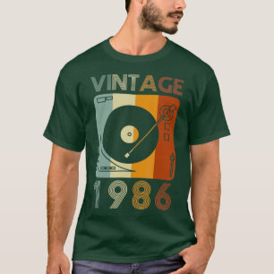 Vintage 1986 Retro Record Player Birthday Vinyl T-Shirt