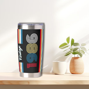 Vintage 1986 Retro Stripe 40th Birthday Favour Insulated Tumbler