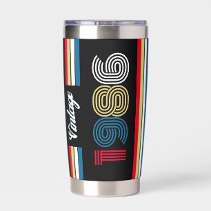 Vintage 1986 Retro Stripe 40th Birthday Favour Insulated Tumbler