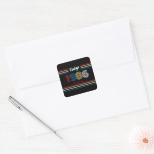 Vintage 1986 Retro Stripe 40th Birthday Party Square Sticker