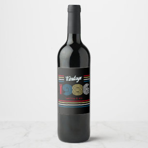 Vintage 1986 Retro Stripe 40th Birthday Wine Label