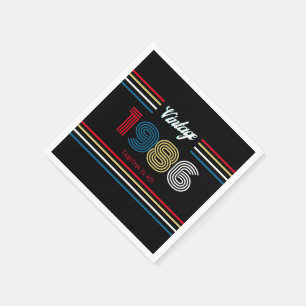 Vintage 1986 Retro Stripe Colorful 40th Birthday  Napkin