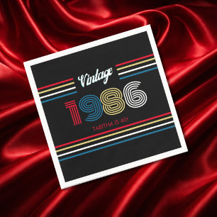 Vintage 1986 Retro Stripe Colourful 40th Birthday Napkin