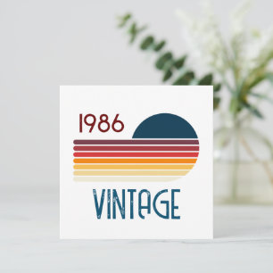Vintage 1986 Retro Stripe Sun 40th Birthday Thank You Card