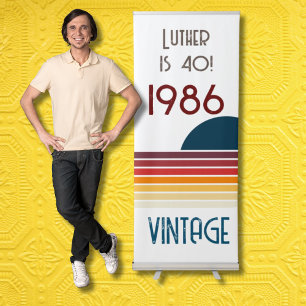 Vintage 1986 Retro Stripe Sun Retractable Banner