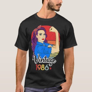 Vintage 1986 Strong Women 35th Bday Birthday Retro T-Shirt