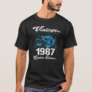 Vintage 1987 35 Year Old Fishing Fishermen Birthda T-Shirt