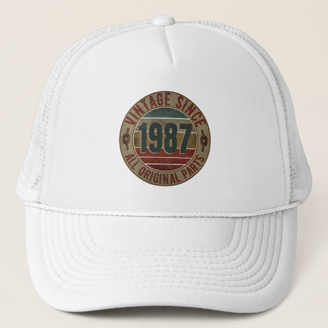 VINTAGE 1987 BIRTHDAY GIFT TRUCKER HAT (Front)