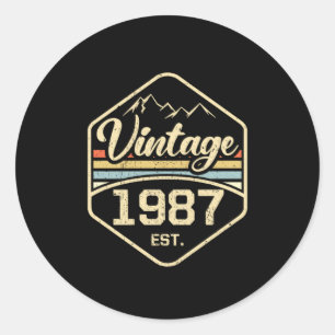 Vintage 1987 Est 34th Birthday Gift Classic Round Sticker