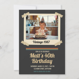 Vintage 1987 Photo 40th Birthday Invitation 