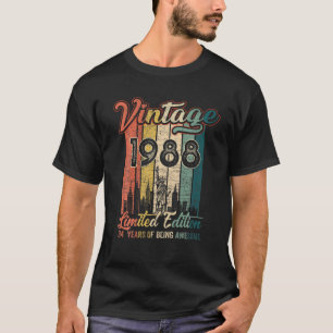 Vintage 1988 34Th Birthday Gifts 34 Year Of Being T-Shirt