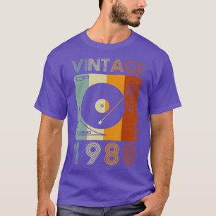 Vintage 1988 Retro Record Player Birthday Vinyl T-Shirt