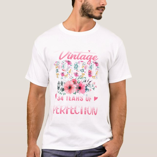 Vintage 1990 Floral 35 Years T-Shirt (Front)