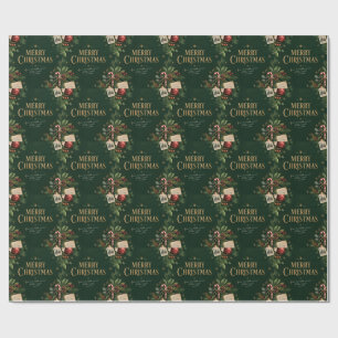 Vintage 1990s Christmas, Retro Family Holiday  Wrapping Paper