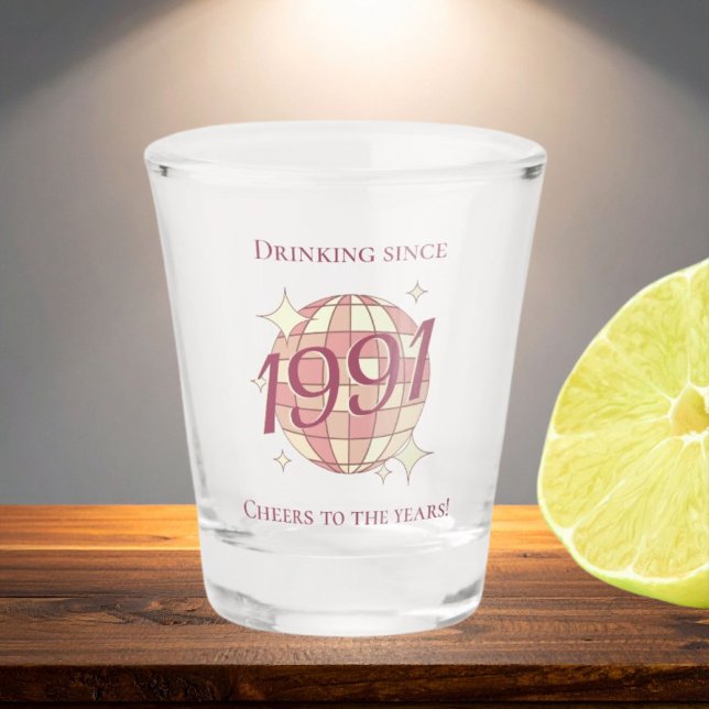 Vintage 1991 35th birthday retro purple  shot glass (Creator Uploaded)