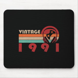 Vintage 1991 Funny 33 Years Old Boys Gamer 33th Bi Mouse Mat