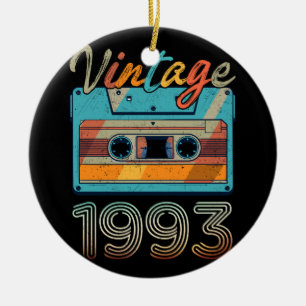 Vintage 1993 Cassette Tape Retro 30th Birthday 30 Ceramic Tree Decoration