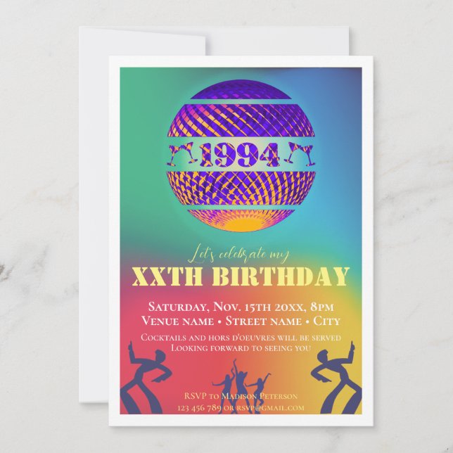 Vintage 1994 30th birthday party  invitation (Front)