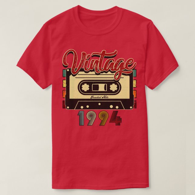 Vintage 1994 Greatest Hits Cassette Tape T-Shirt (Design Front)