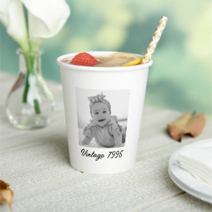 Vintage 1995 Custom Face Party 30th Birthday Decor Paper Cups