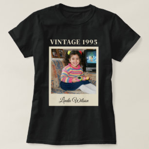 Vintage 1995 Custom Photo Birthday Script Name T-Shirt