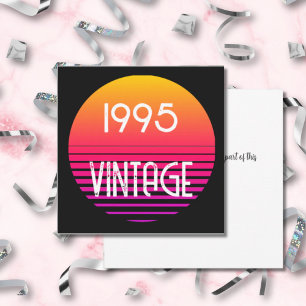 Vintage 1995 Neon Retro Stripe Sun 30th Birthday Thank You Card