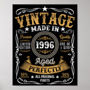 Vintage 1996 30th Birthday Men Women 30 Year Old Poster