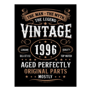 Vintage 1996 Birthday The Man The Legend 30th Bday Poster