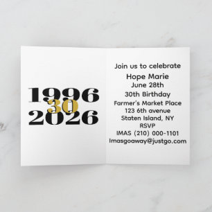 Vintage 1996 Milestone 30th Birthday   Invitation