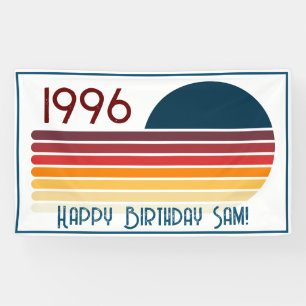 Vintage 1996 Retro Stripe Sun 30th Birthday Banner