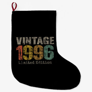 Vintage 1996 Text 30th Birthday Gift Men Women 30  Large Christmas Stocking