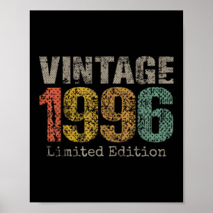 Vintage 1996 Text 30th Birthday Gift Men Women 30 Poster