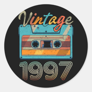 Vintage 1997 Cassette Tape Retro 26th Birthday 26  Classic Round Sticker