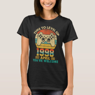 Vintage 1998 April 24 Years Old Video Gamer 24th B T-Shirt