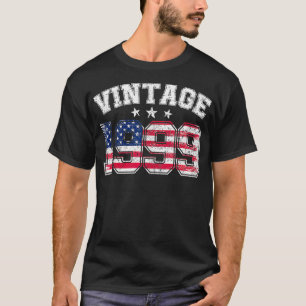 Vintage 1999 25 Years Old American Flag Birthday 4 T-Shirt