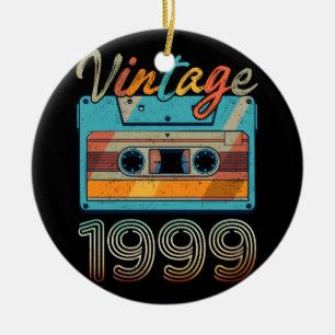 Vintage 1999 Cassette Tape Retro 24th Birthday 24  Ceramic Tree Decoration