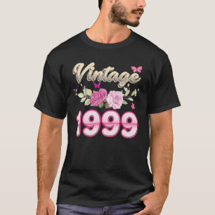 Vintage 1999 Flower Rose 23 Years Old 23Rd Birthda T-Shirt