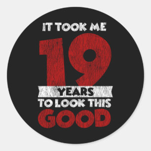 Vintage 19 Years Old Funny 19th Birthday Gift Classic Round Sticker